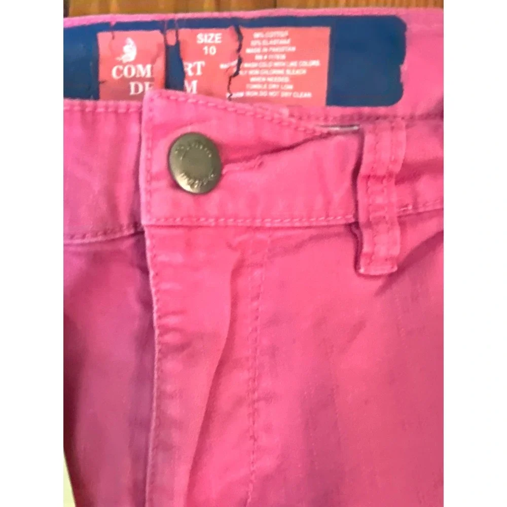 Comfort Denim Pink Cropped Pants‎ Womens Size 10 Capris Mid Rise Stretch New